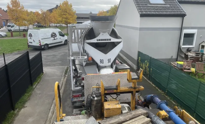 Livraison de béton pour terrasse avec pompe , Lille, TRANS-LINE